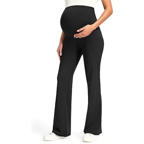 Joyspels Maternity Flare Yoga Pants Bootcut Leggings Black NWT Medium High Waist - Picture 1 of 12